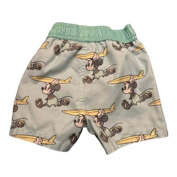 Mickey Mouse Surfing Old School Trunks  Light Blue and Yellow Size 18M Aulani - Picture 2 of 3
